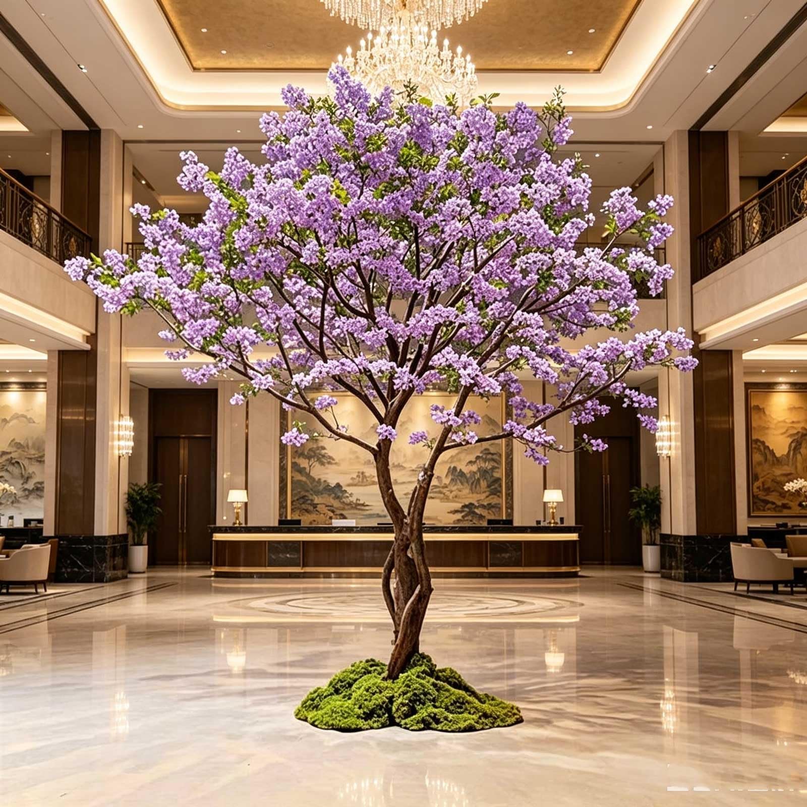 KIBONCY Realistic Lilac Tree, Wisteria tree, Cherry and Peach Trees - Scenery and Background Decorative Elements(1.2mx1m)