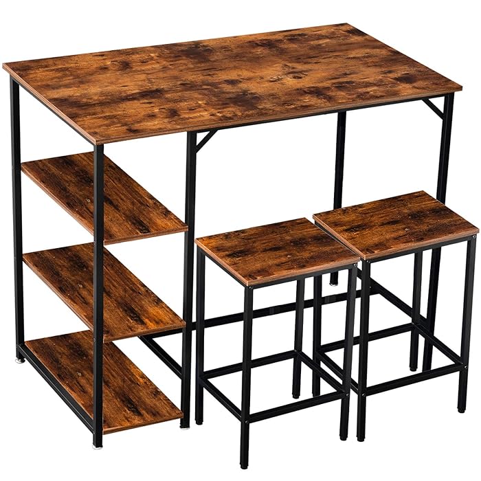 Buy IBUYKE Bar Table Set 109 x 60 x 100 cm, Bar Table with 2 Bar Stools