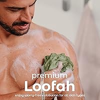 Vista 2 de MainBasics Esponja de esponja para baño, esponja para el cuerpo, exfoliante, esponja de lavado corporal (juego de 3, amor terroso)