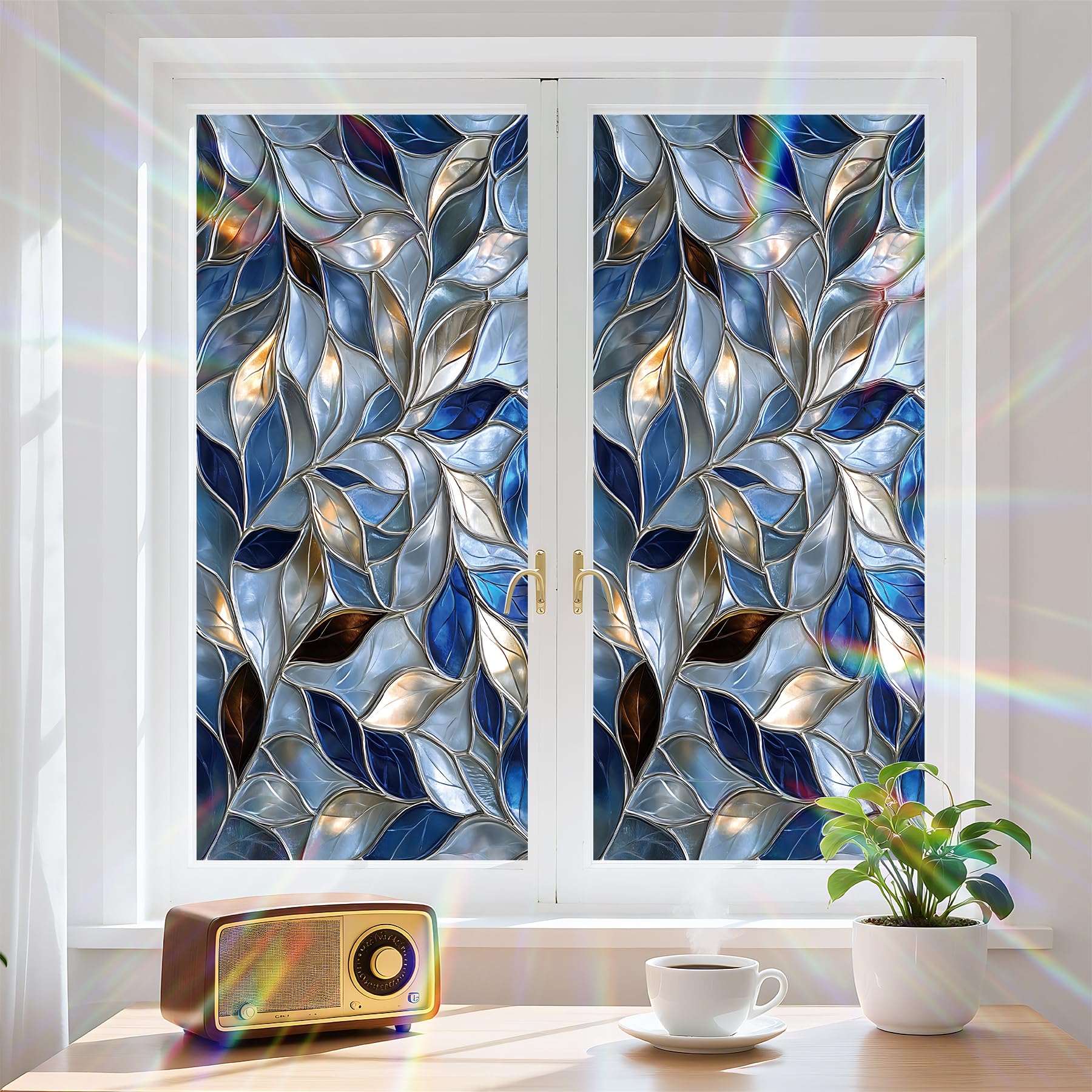 BVBOX Leaf Pattern Window Privacy Film