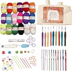 Incraftables Crochet Kit pour débutants – 85 Pià ̈ce Kit de Crochet débutant pour adultes & Enfants avec fil, Crochets, Accessoires & Bonus organisateur de sac de valise – Apprendre à crocheter avec un ensemble de démarrage complet