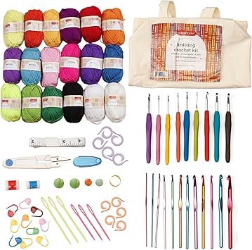 Incraftables Crochet Kit for Beginners 85 Piece Beginner Crochet Kit for Adults & Kids with Yarn, Hooks, Accessories & Bonus Tote Bag Organizer Learn to Crochet with Complete Starter Set