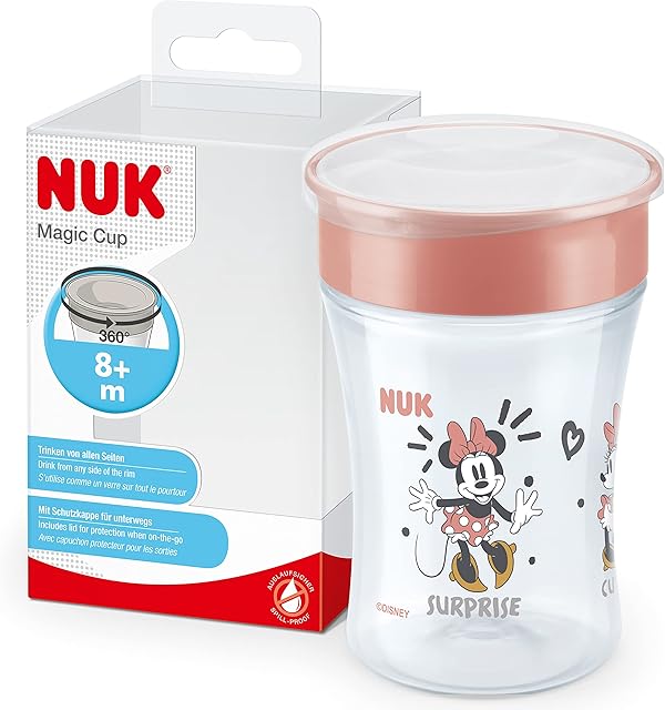 NUK Magic Cup Sippy Cup | 360° Anti-Spill Rim | 8+ Months | Leak-Proof & BPA-Free | 230 ml | Disney Minnie Mouse