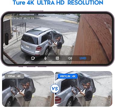 VIKYLIN 4K 8MP PoE IP Camera Outdoor, 4K Security Turret Camera with Human Vehicle Detection, 2.8mm Lens, Starlight 98ft EXIR2.0 Night Vision,2-Way Talk, MicroSD 256GB, IP67, Blue Iris, NDAA Compliant