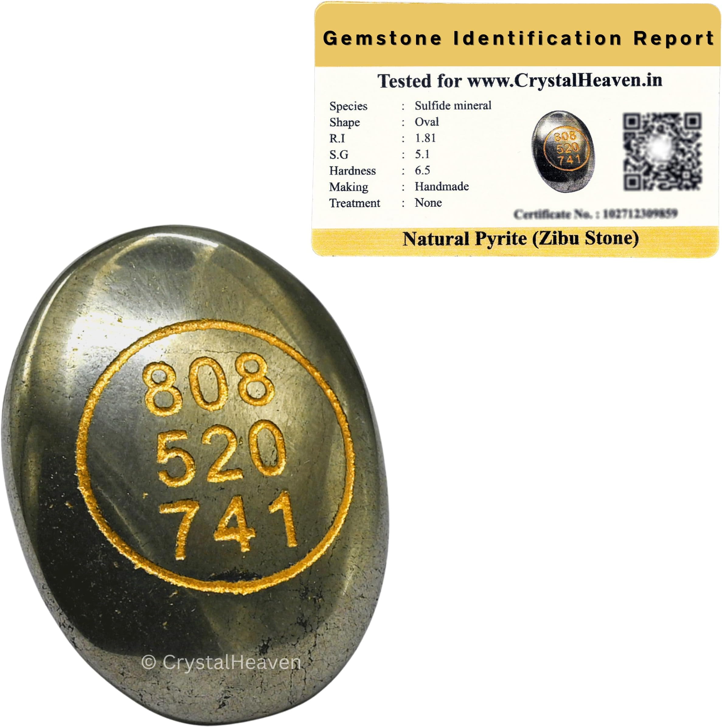 Pyrite Zibu Symbols for Money - Lucky Stone 808520741 Zibu Coin - 520741 Stone for Money, Wealth, Abundance and Prosperity Manifestation
