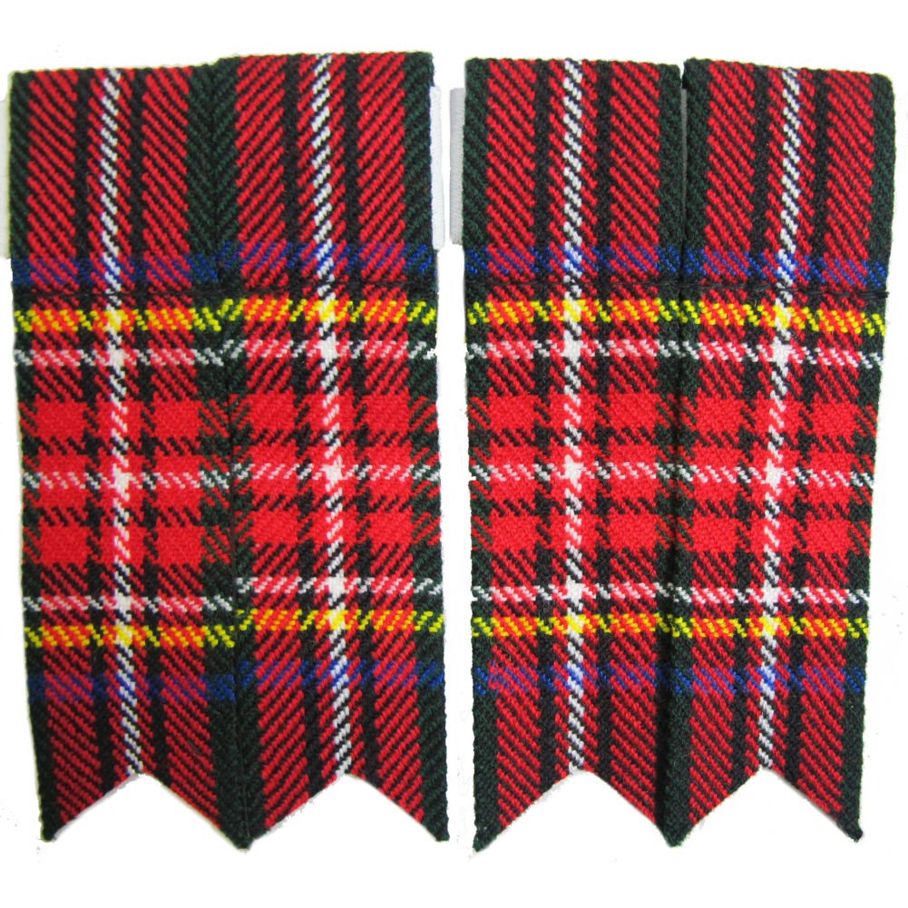 Tartanista Men's Black Stewart Tartan Pointed Kilt Flashes