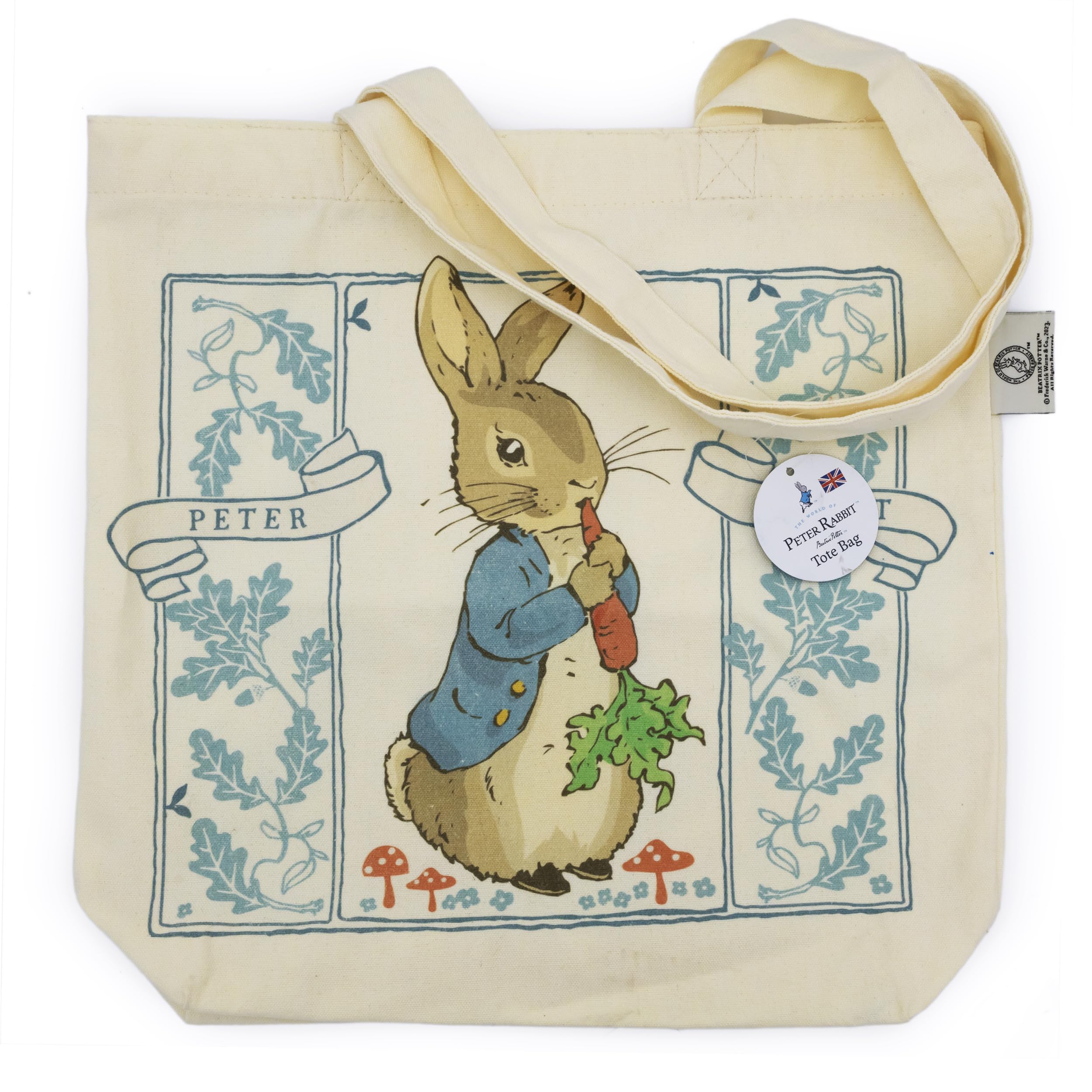 Robert Frederick Peter Rabbit Tote Bag | Official Licensed Cotton Bag with Classic Character Design | Durable Reusable Shopper for Books, Groceries & Everyday Use | Gift for Beatrix Potter Fans