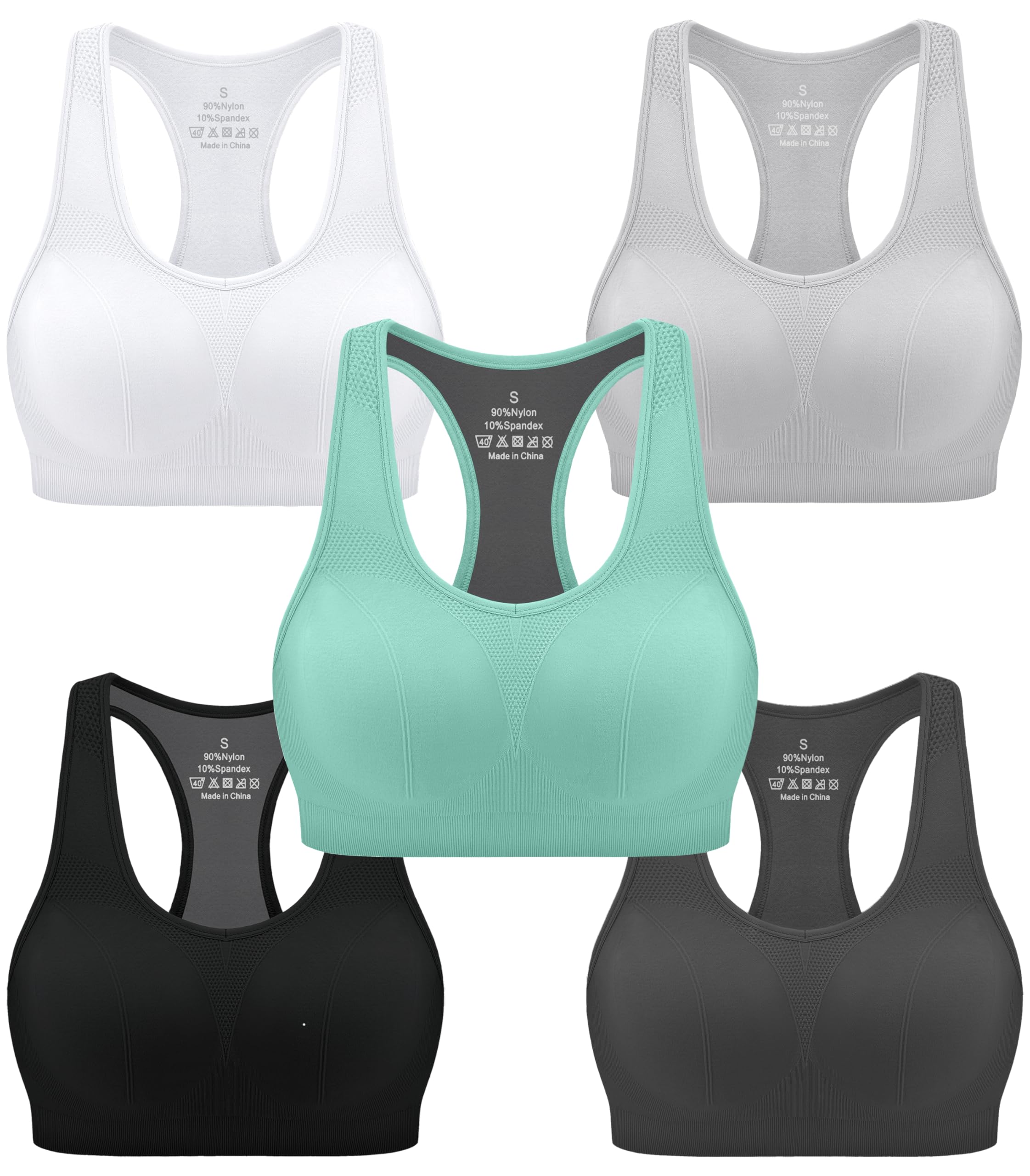 AENLLEY Padded Racerback Sports Bras for Women - Breathable Medium Support for Yoga Gym Workout Fitness