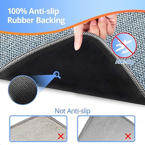 Miniatura 4 de Tapete de baño mejorado de 17 x 27 pulgadas, tapetes de baño delgados con parte trasera de goma antideslizante, absorbente, de secado rápido,