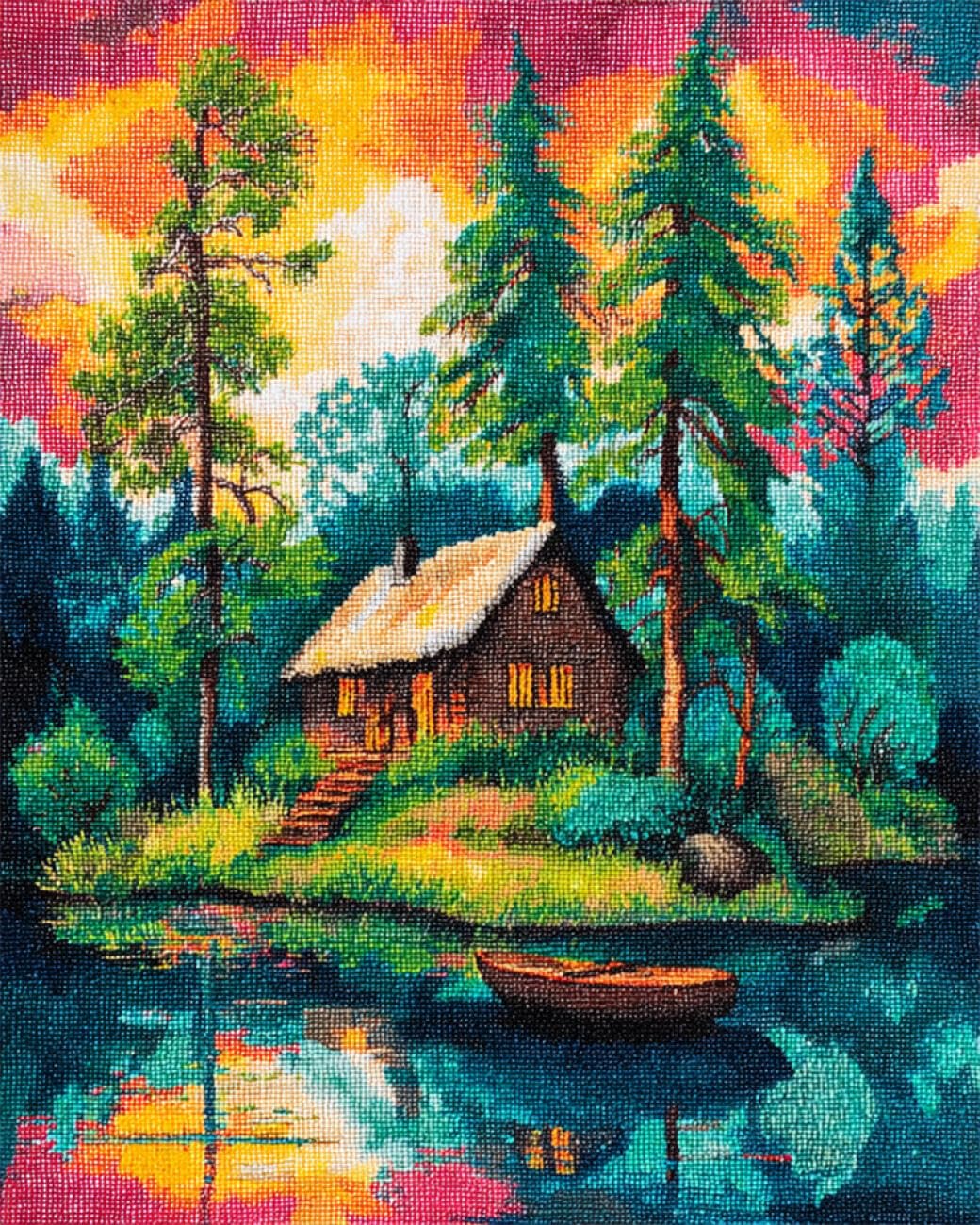 RKFLGEW DIY Seed Bead Embroidery Kits Colorful Forests 30x40cm