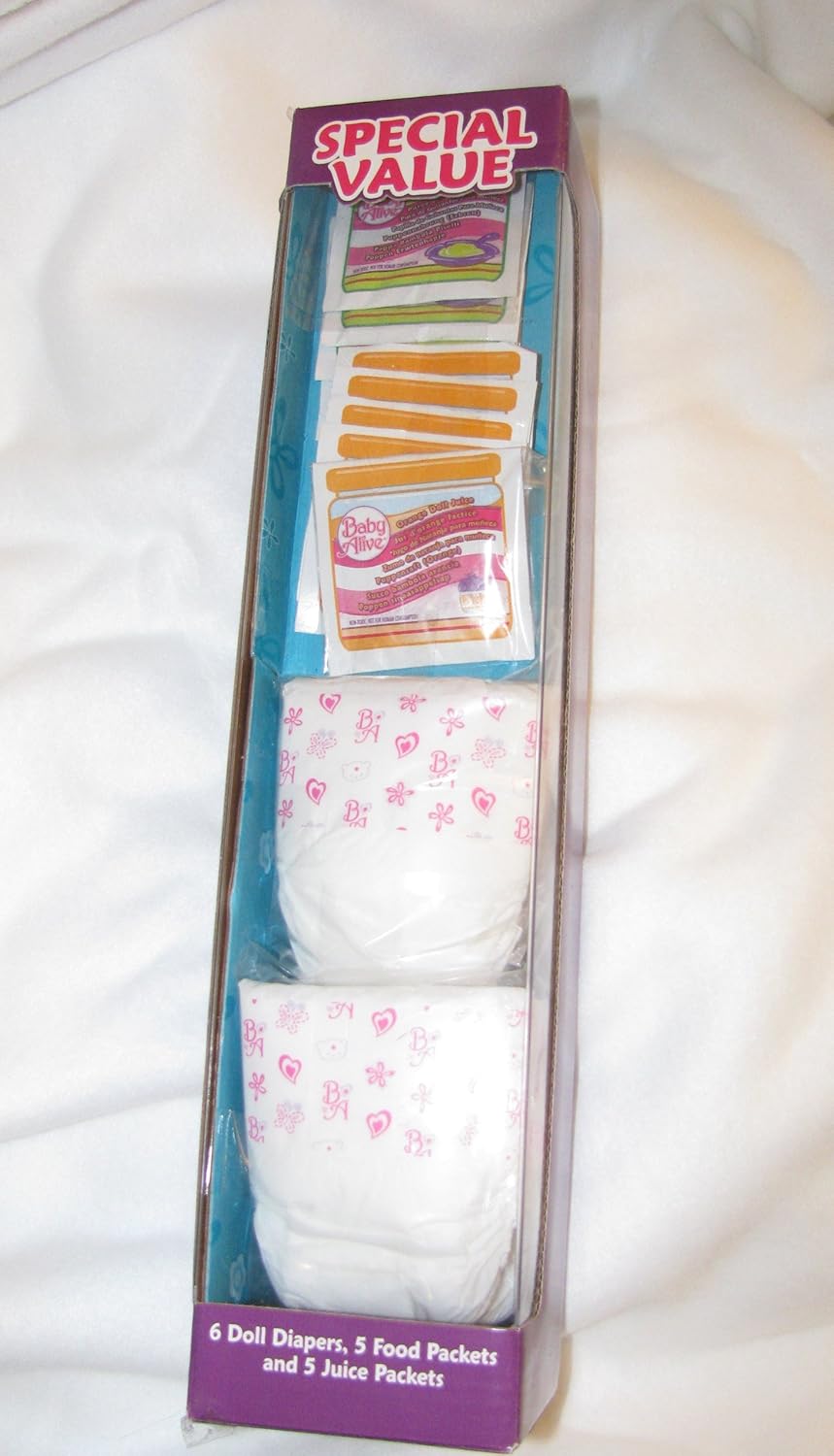 Baby Alive Doll Diapers and juice and Food packets