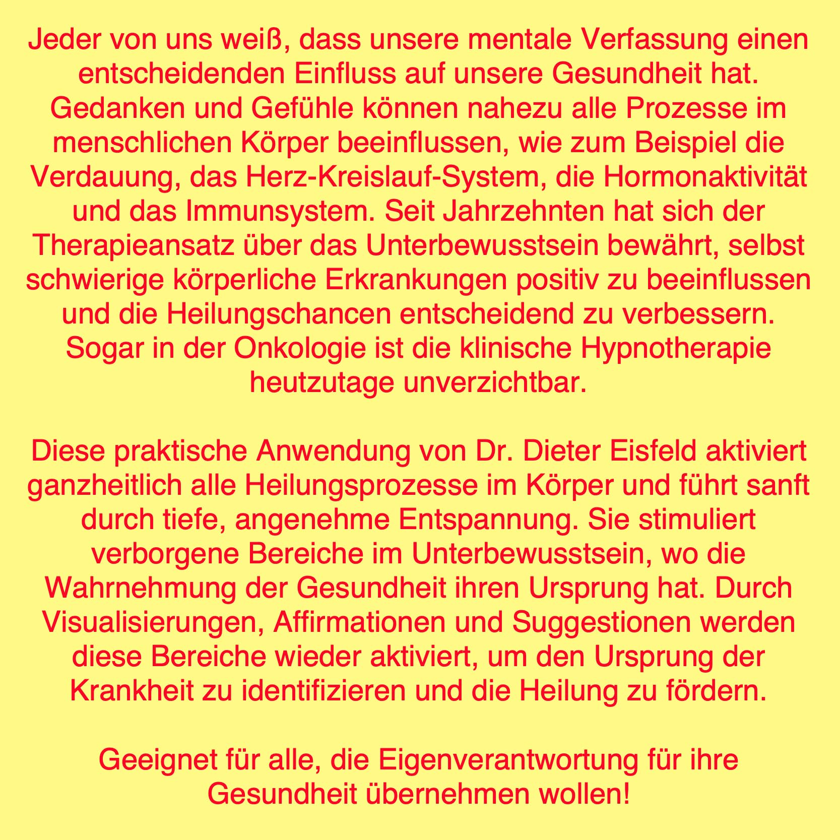 GESUNDHEIT BEGINNT IM KOPF! - Selbstheilungskräfte aktivieren für mehr Gesundheit und Vitalität | Von Dr. Dieter Eisfeld