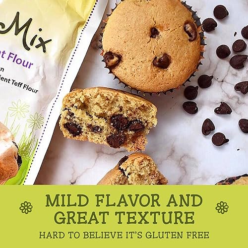 Miniatura 4 de Jessica's Natural Foods - Mezcla de muffins sin gluten hecha con Teff de grano antiguo y harina de avena saludable, sin OMG y sin gluten. 3 por