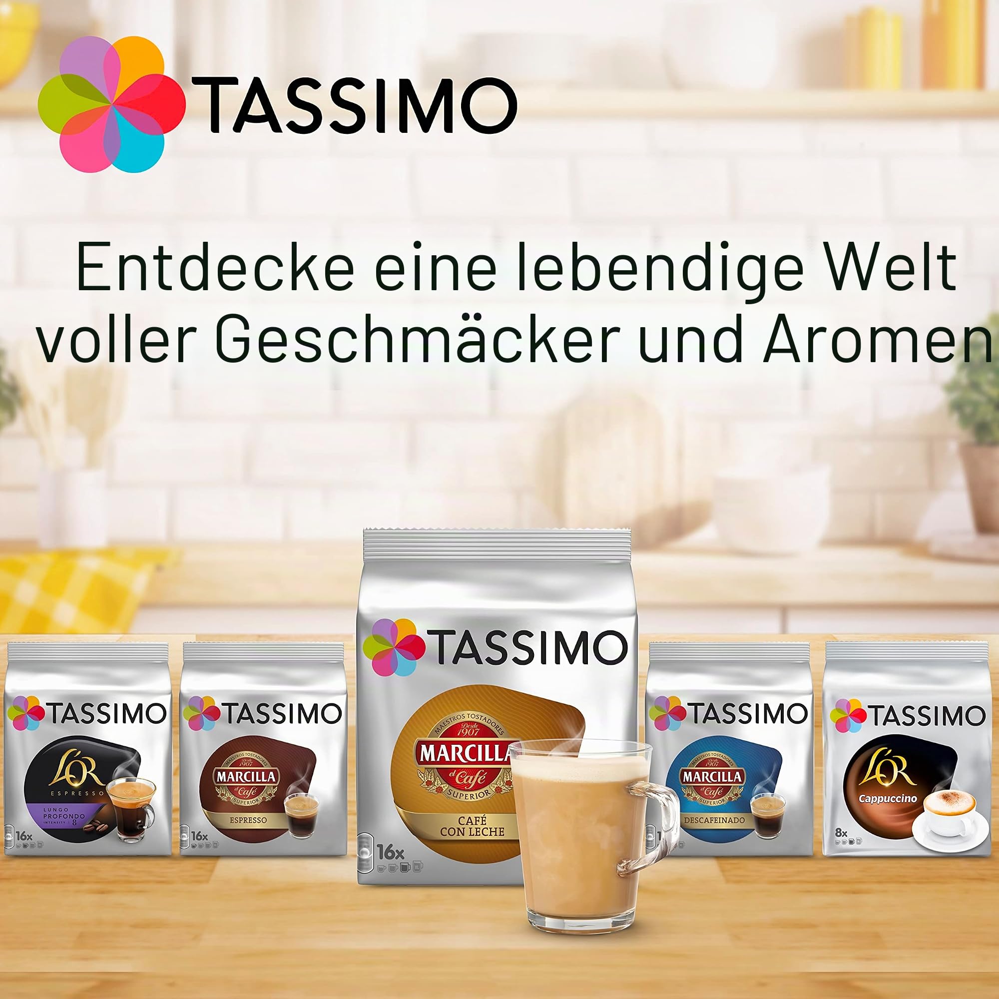 TASSIMO Marcilla Cafe Large Breakfast Kaffee Kapseln T Discs 5er Pack, 80 Getränke