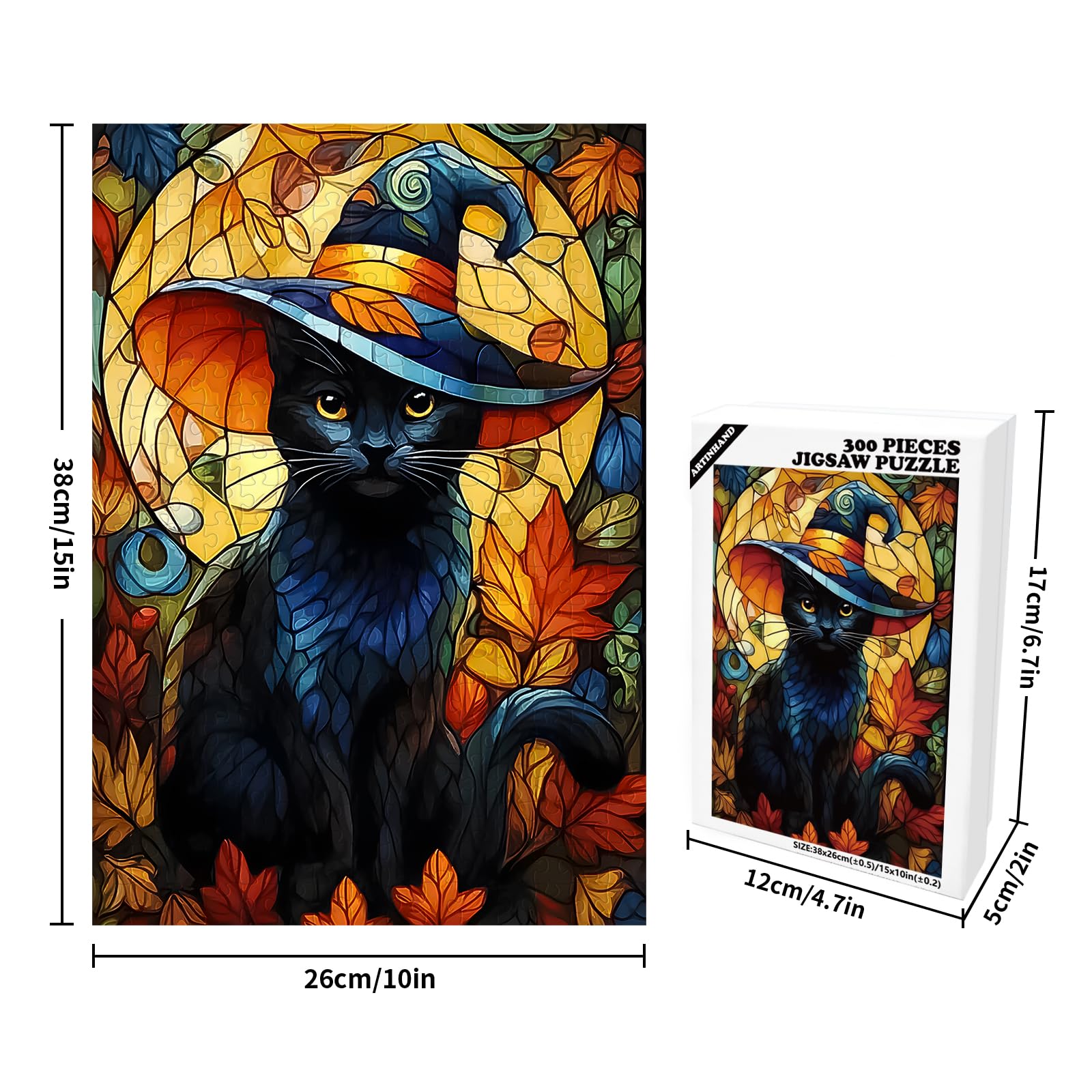 Great Jigsaw Puzzles for Adults 300 Pieces Halloween Black Cat Challenging Puzzles for Adults Gift for Friends Family Home Decoration Puzzle - Image 2