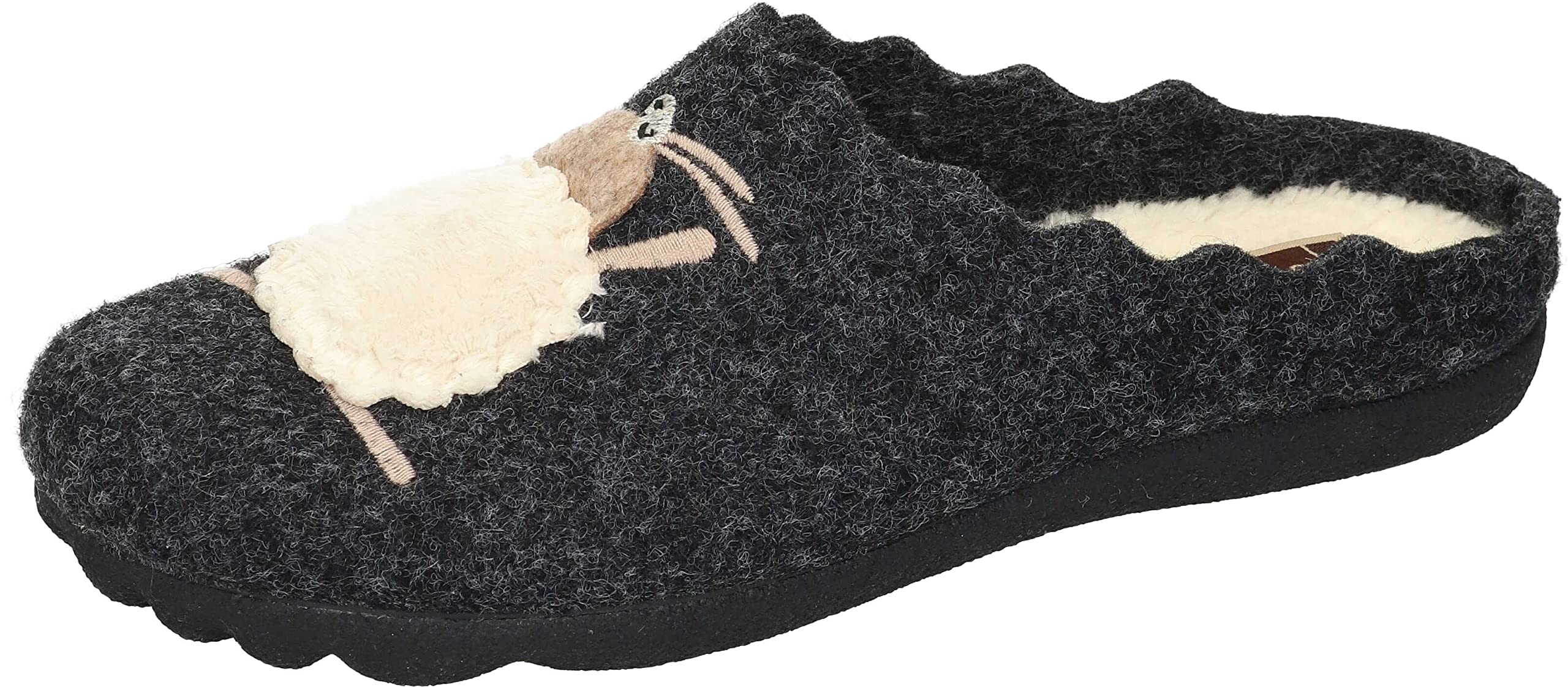 Manitu Home Women's 320088-01 Slippers, Black, 42 EU
