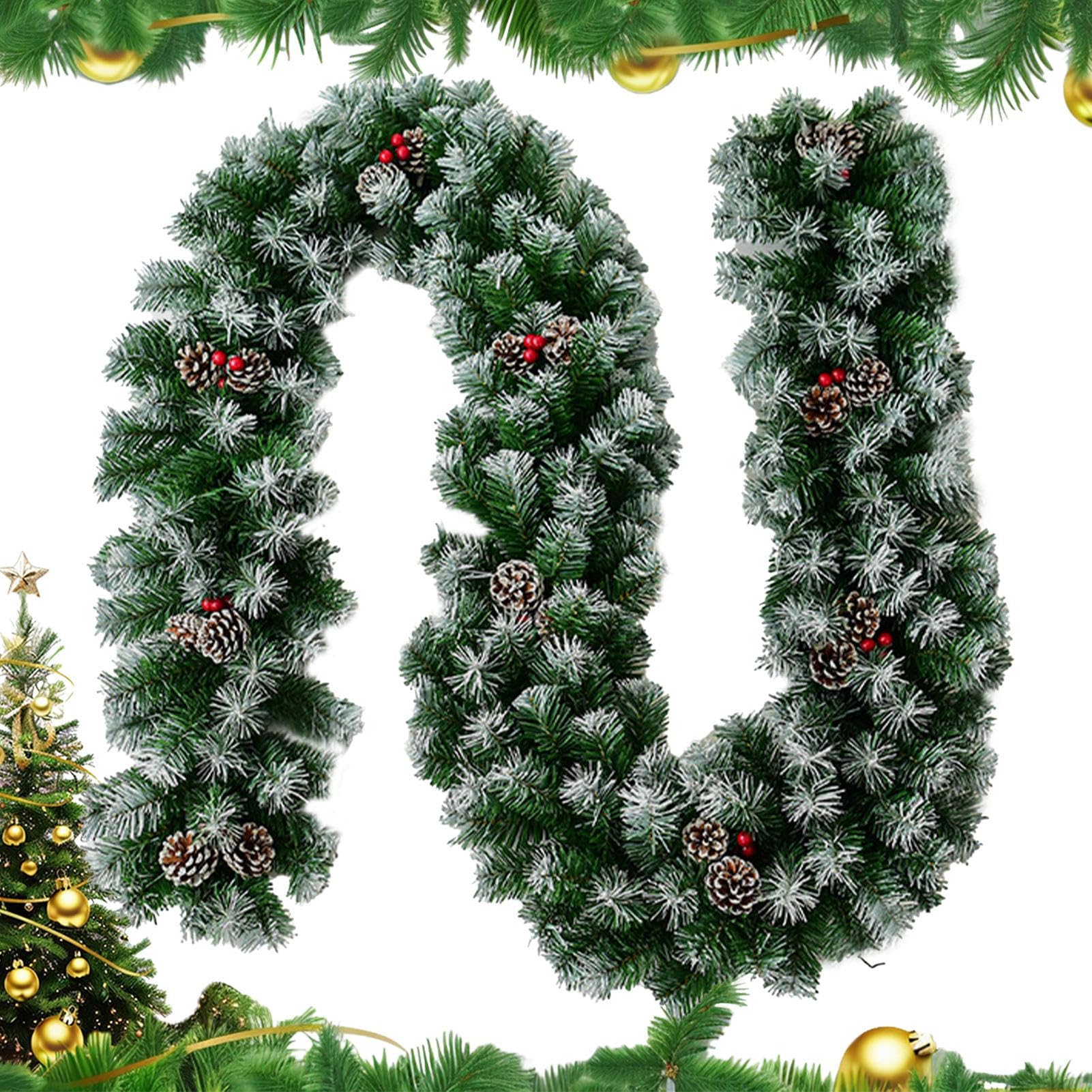 Guirlande de Noël pour cheminée et porte extérieure décorée de pommes de pin