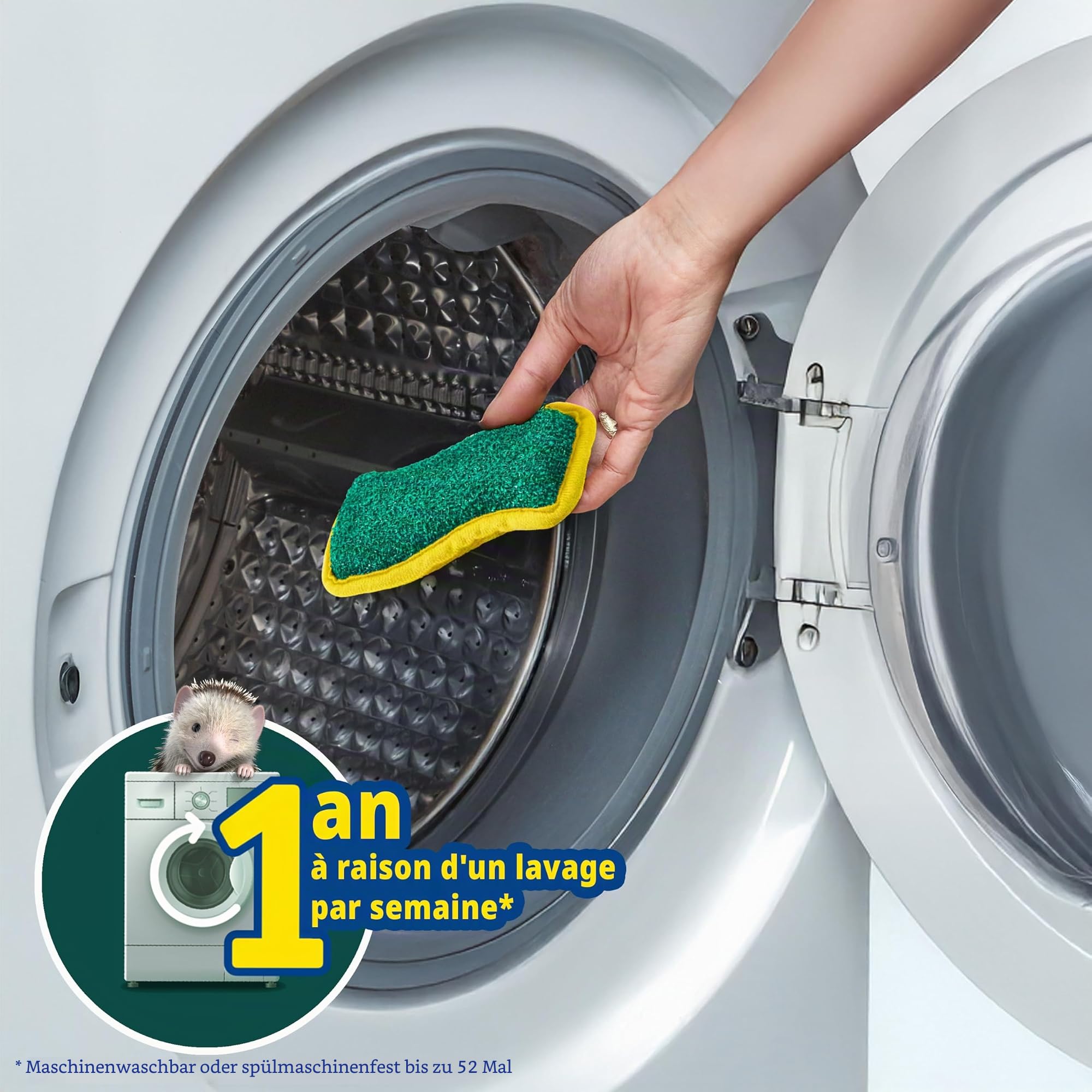 Spontex Flex-& Wash-Schwämme, wiederverwendbar, doppelseitig, Mikrofaserschwamm zum Abwischen und Schrubben, Reinigungsprodukte für Küche, Bad und Zuhause, 8 Packungen mit je 2 Stück (16 insgesamt)