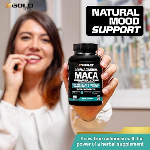 Miniatura 7 de Ashwagandha 5,000 mg + raíz de maca negra, roja, amarilla 4,000 mg, rodiola y L-teanina extracto 301 cápsulas de Ashwagandha, extracto 201 cápsulas