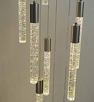 HAIXIANG 118 Inch Long Light Glam Chandelier Bubble Crystal Linear