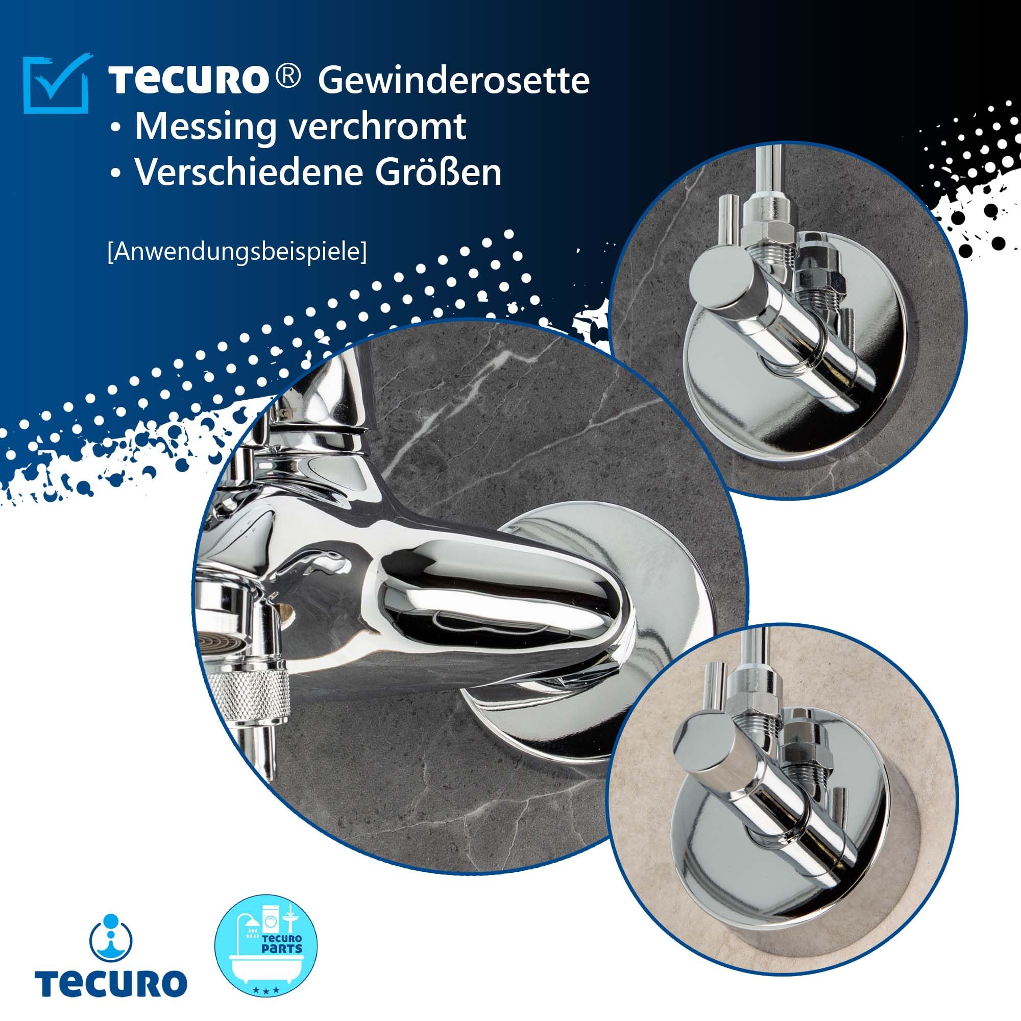 tecuro Gniazdo gwintowane (3/4) Ø 27 mm x Ø 80 mm x wysokość 25 mm, chromowany mosiądz