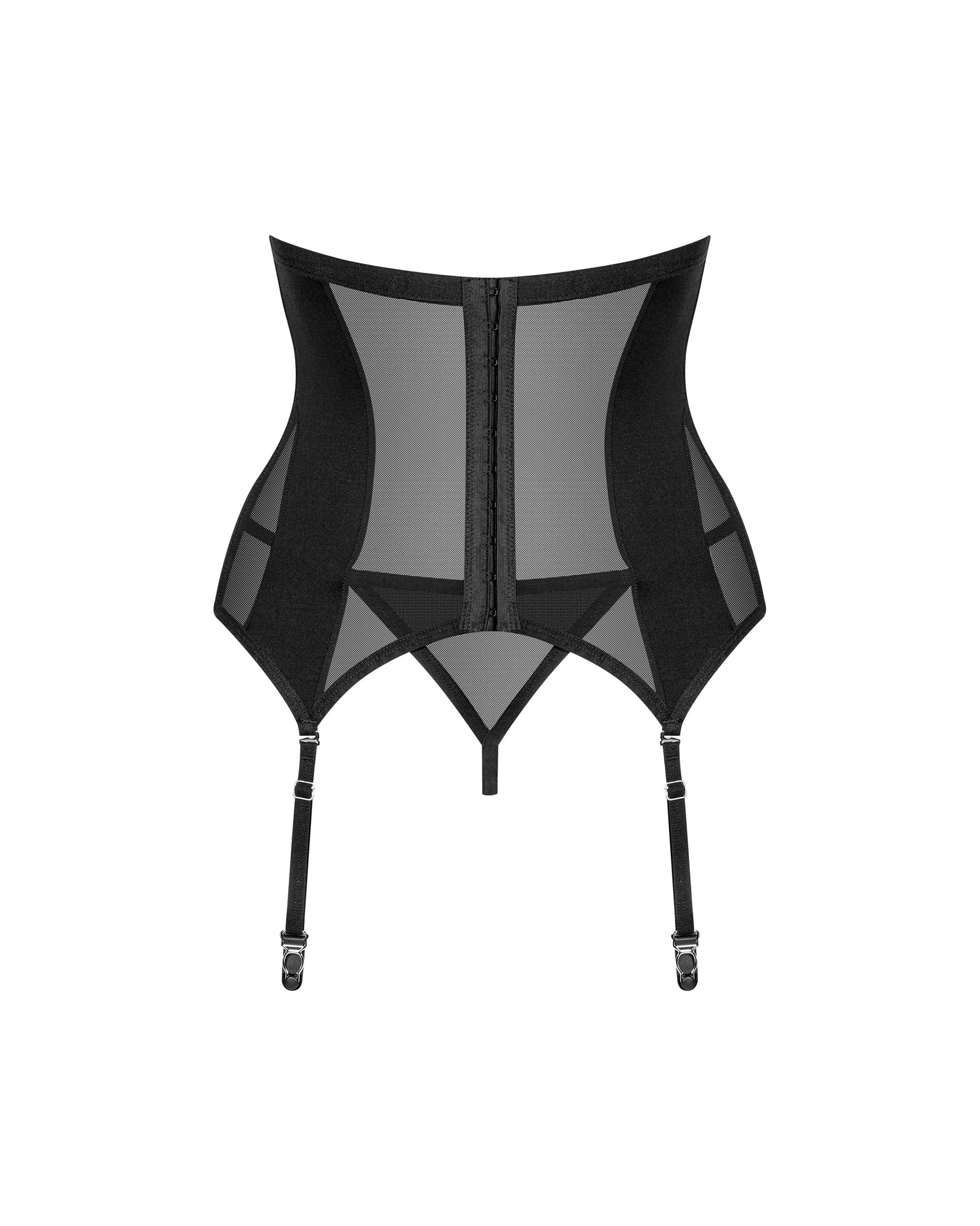 Selente Love & Fun Audace Completo Intimo a 3 Pezzi: Guepiere/Corsetto, Tanga ed Esclusiva Benda per Occhi in Raso