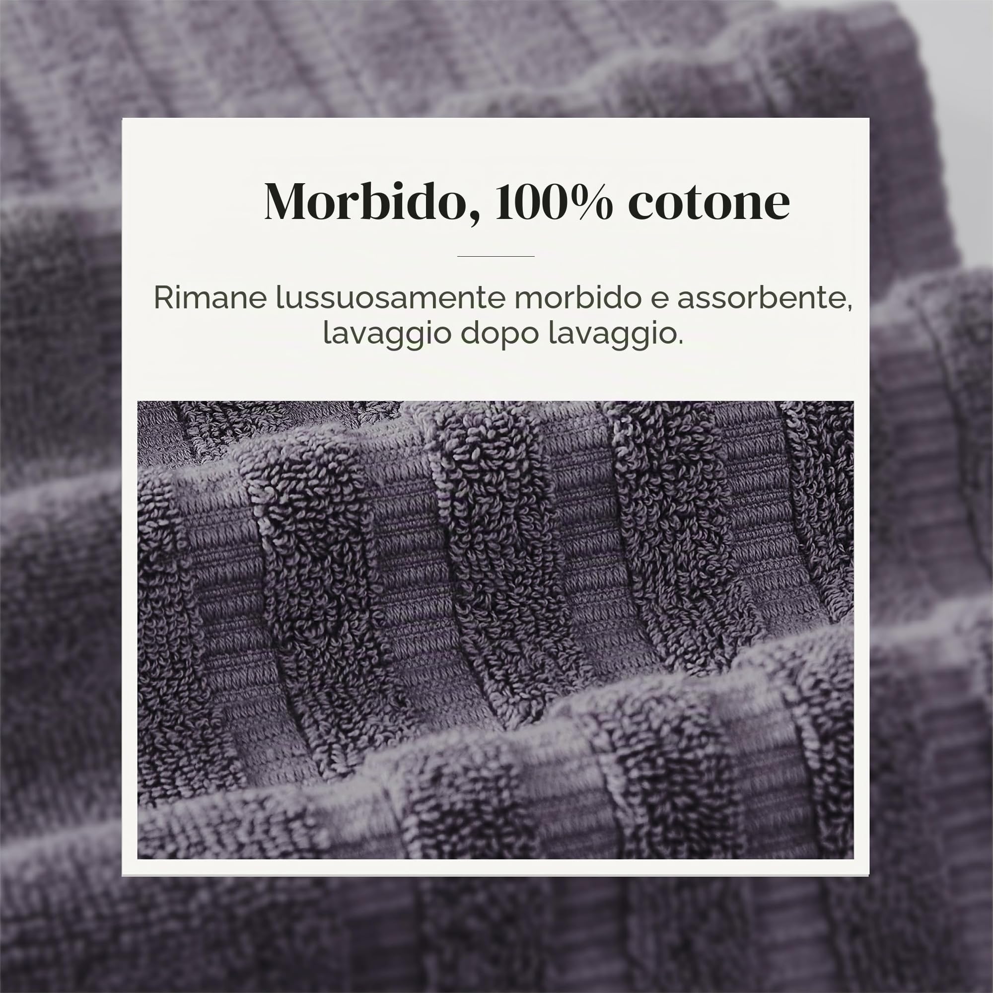 Amrapur 6-Piece Yarn Dyed Oxford Stripe Jacquard/Solid Ultra Soft 550GSM 100% Combed Cotton Towel Set 6 Asciugamani Tinti in Filo Grigio Lavanda, Cotone, Singolo, 40.6 x 25.4 x 12.7 cm, 6 unità