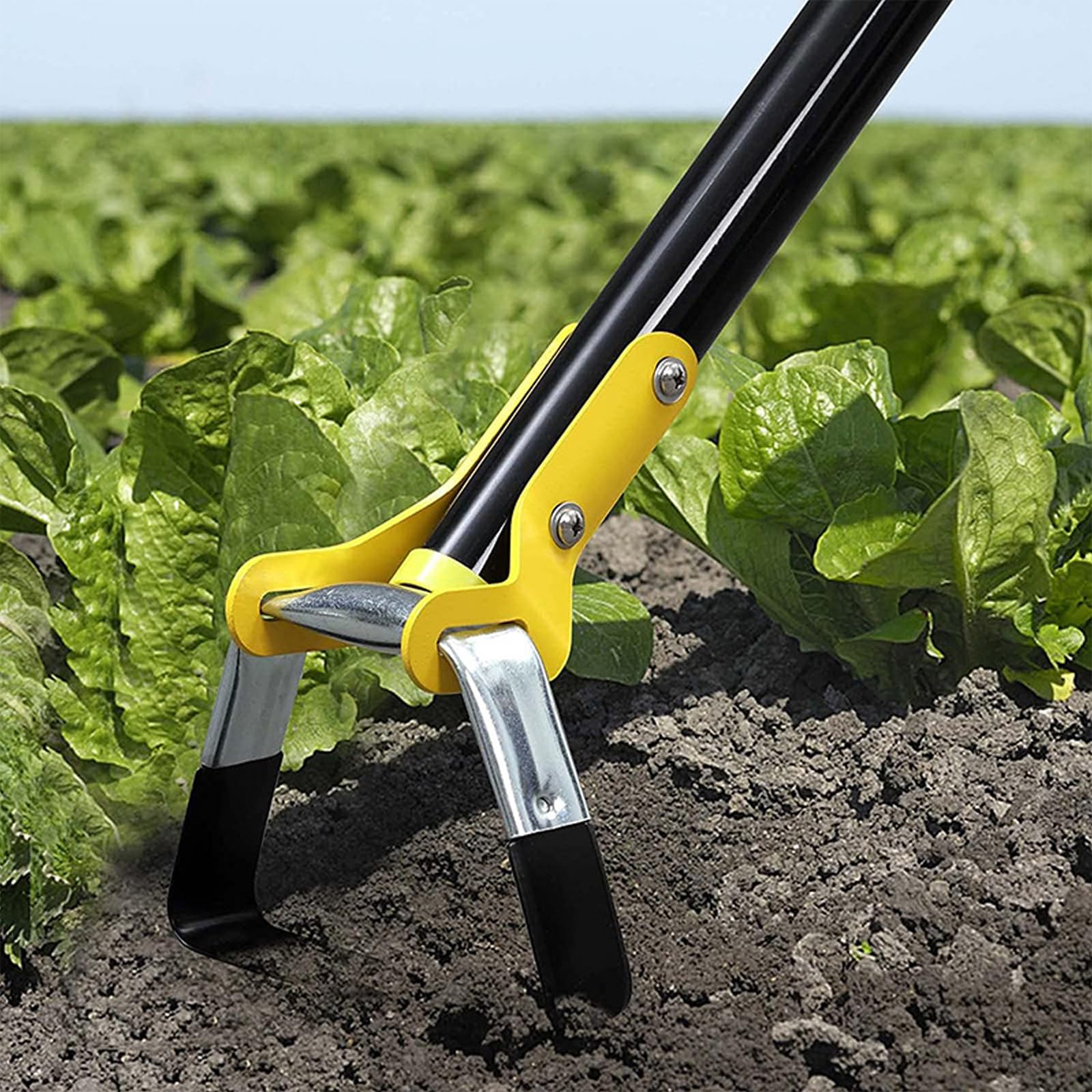 Zappa in acciaio inox con manico ergonomico per una rimozione efficiente dell'erba da giardino e l'allentamento del suolo