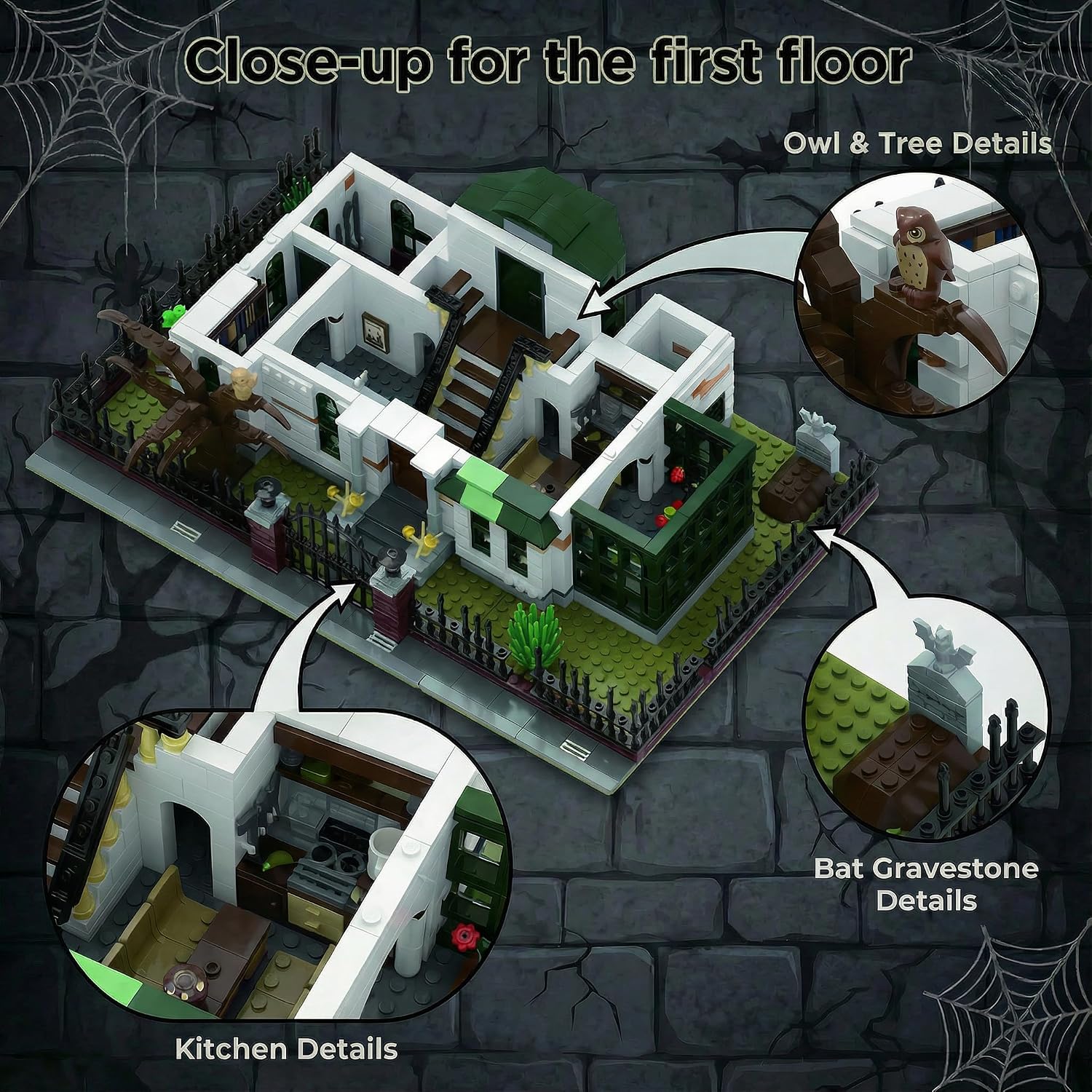 Addam Haunted Mansion Modular Building Set for Adults - Horror Pocus House Nightmare Castle Building, Halloween Christmas Sets for Home Decor (3378pcs)