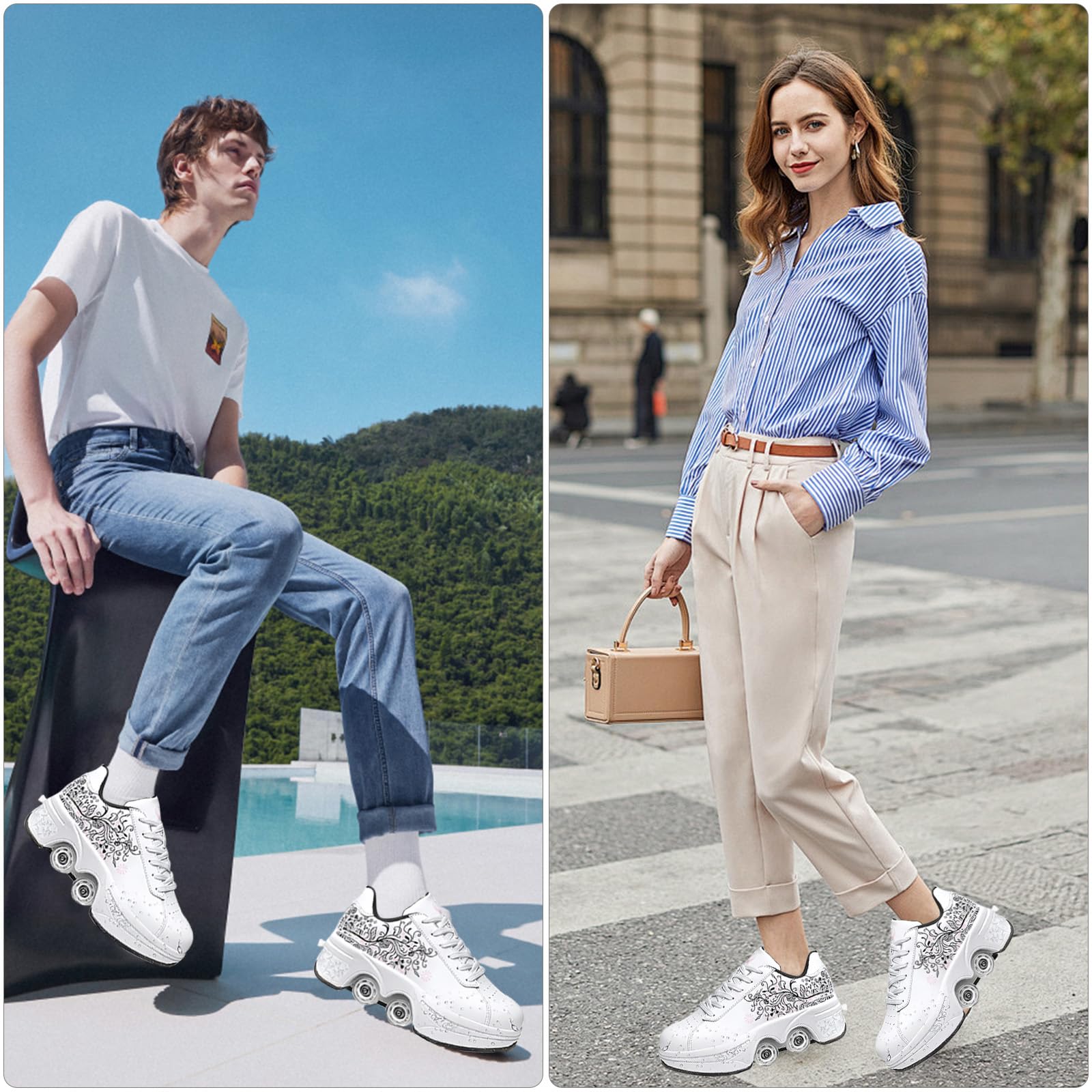 Patín De La Niña Zapatillas De Patinaje Zapatillas De Patinaje Zapatillas Con Ruedas Deporte Gimnasia Moda Multiusos Kick Roller Shoe para Niños Niñas
