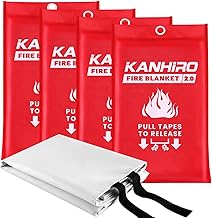 Emergency Fire Blanket for Home Kitchen - KANHIRO (4 Pack, 40 in X 40 in), Emergency Silicone Fire Blanket