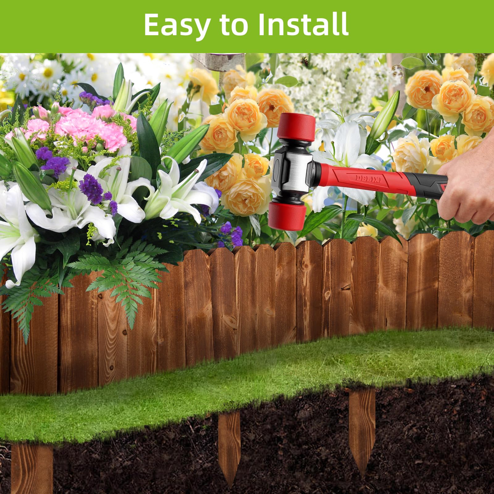 Lot De Bordures De Jardin En Polyéthylène Avec 30 Pointes Pour Aménagement Paysager De Jardins