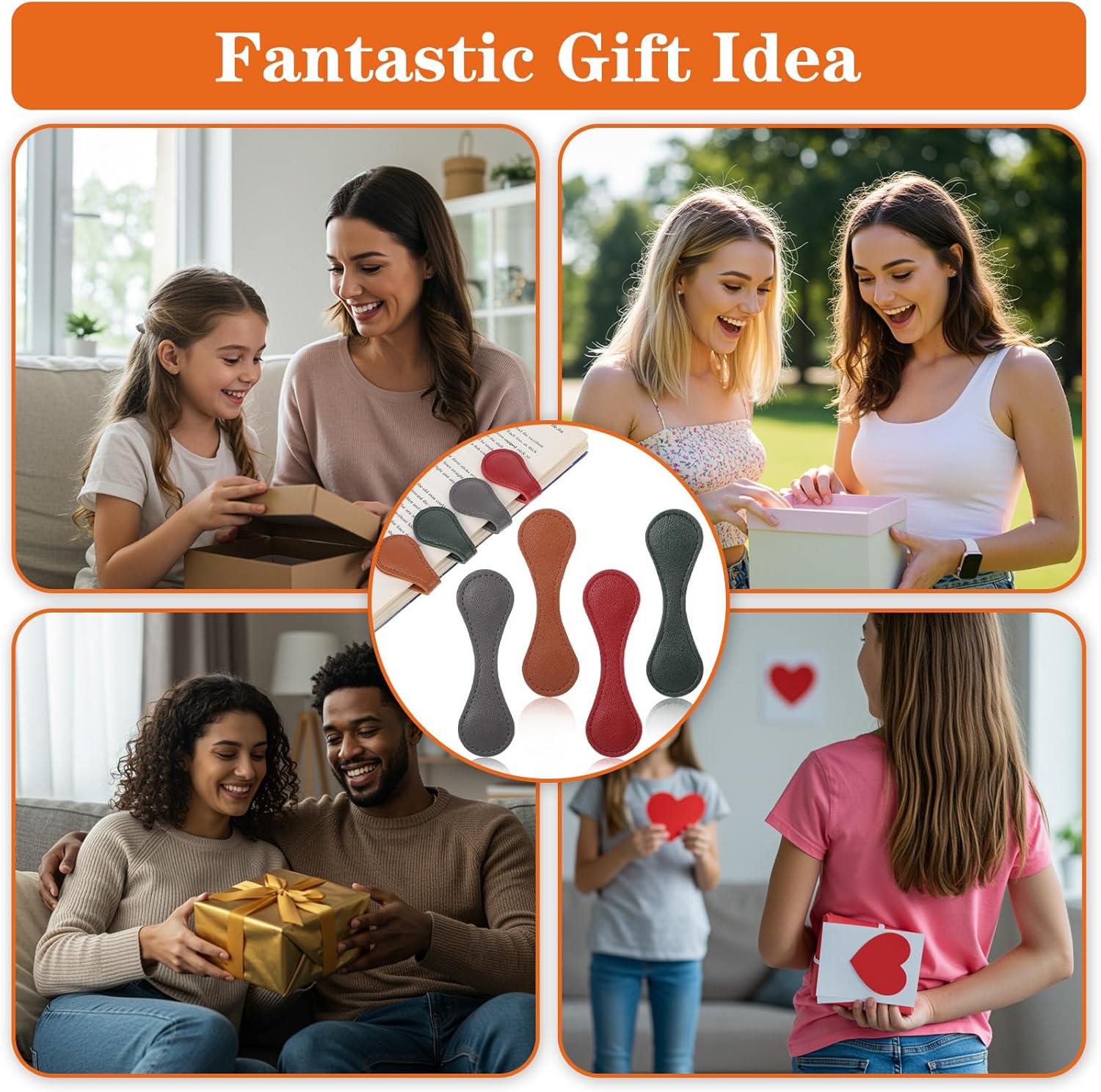 4 Pcs Magnetic Bookmarks Leather Bookmark Vintage Book Marks for Reading Magnetic Bookmark for Men & Women Teachers Students Book Lovers (Red, Green, Brown, Grey) - Image 7