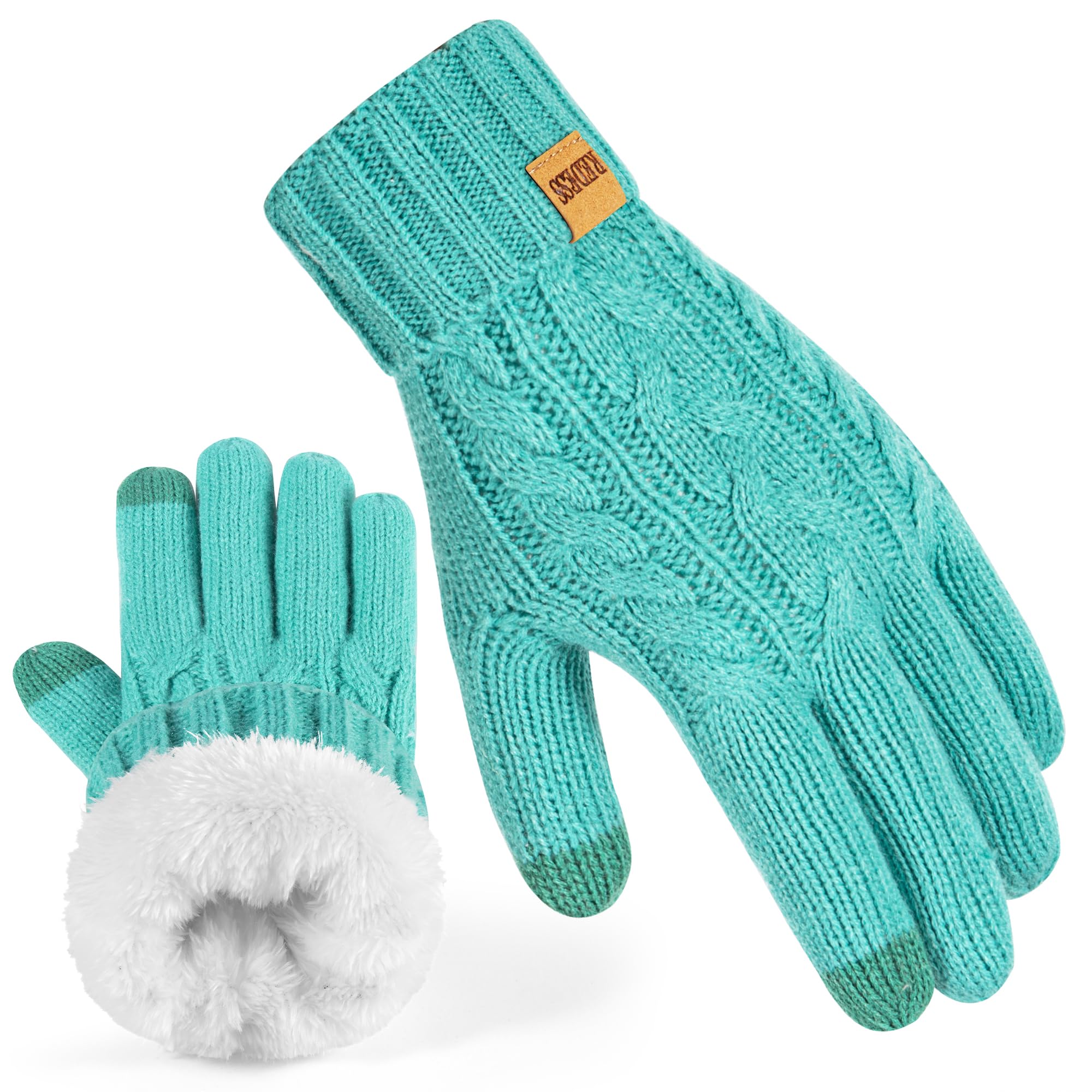 REDESS Winter Gloves for Women Thermal Warm Knit Fleece Lined Touchscreen Texting Gloves for Cold weather