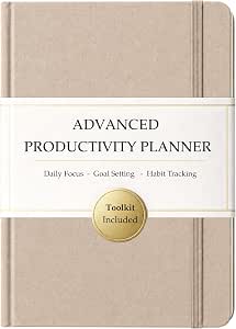 The Advanced Productivity Planner – Undated Daily, Weekly & Monthly Planning System with Time Blocking, Goal Setting & Habit Tracking (Beige)