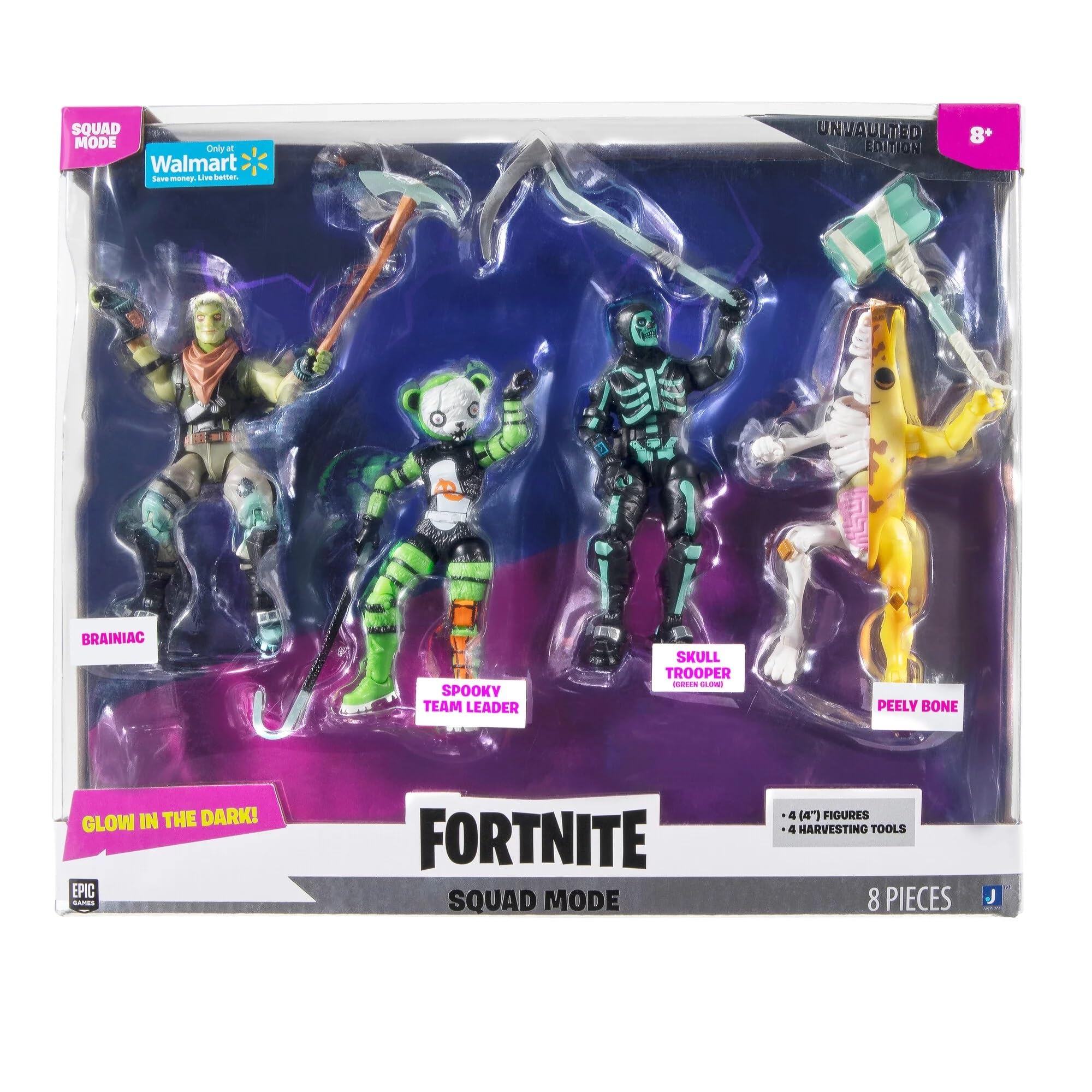 FORTNITE Squad Mode Glow in The Dark Unvaulted Edition Pack of 4 Figures