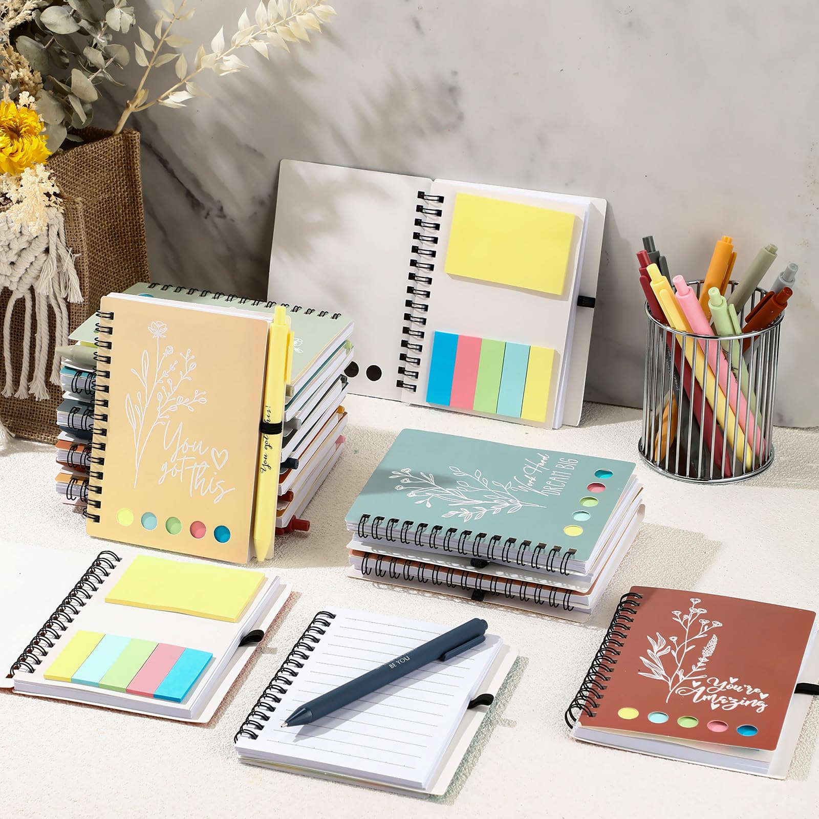 Tenceur Lot de 20 carnets de notes esthétiques pour la rentrée scolaire, cadeaux d'appréciation pour enseignants, étudiants, employés, collègues, premier jour d'école (couleurs vives)