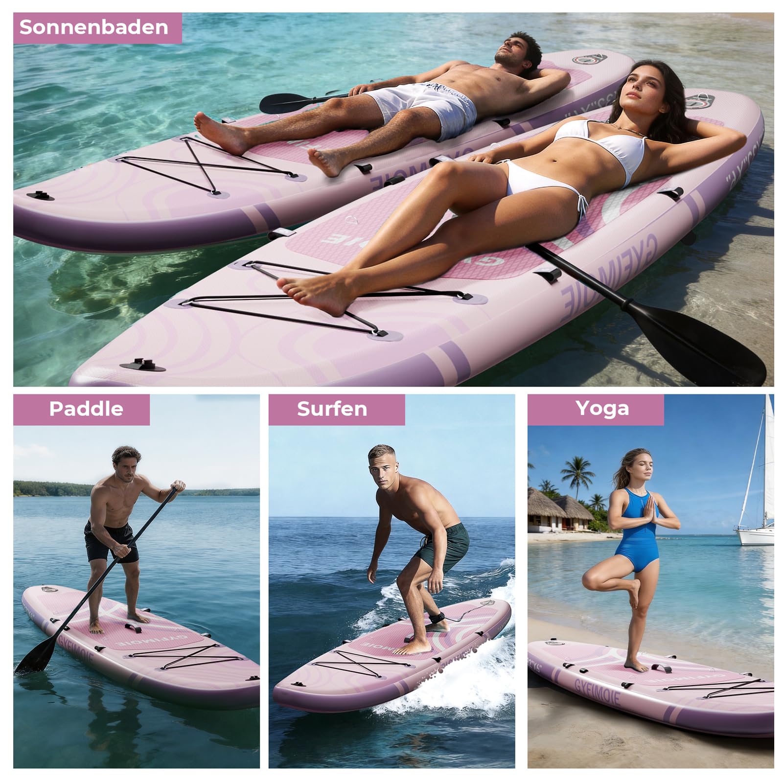 Gyfimoie Tavola da SUP gonfiabile di alta qualità, 335 cm, con supporto universale per fotocamera, accessori completi, pagaia regolabile, per principianti ed esperti