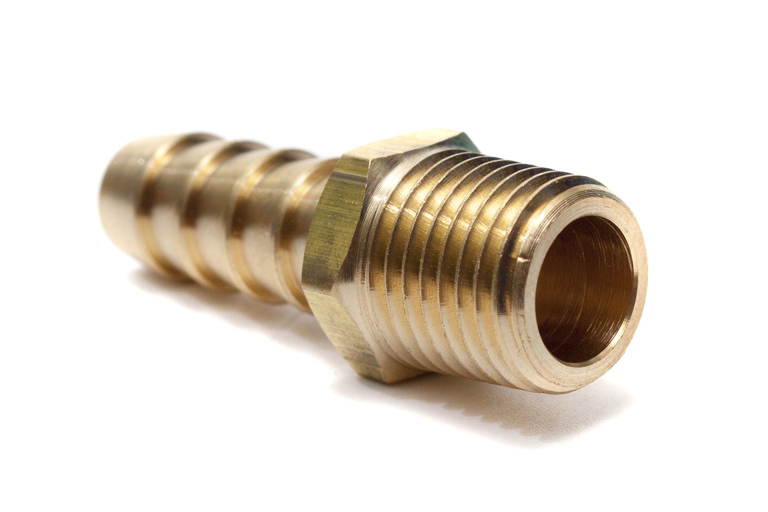 Raccordo Adattatore In Ottone 3/8" Barb X 1/4" NPT Maschio - 3 Pezzi - Per Tubi