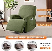 Vista 4 de VANSOFY Funda para silla reclinable, 3 piezas elásticas para silla reclinable, funda suave para silla reclinable, protector de muebles para perros