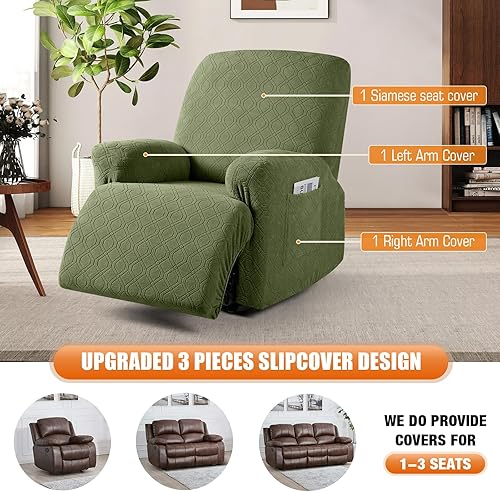 Miniatura 4 de VANSOFY Funda para silla reclinable, 3 piezas elásticas para silla reclinable, funda suave para silla reclinable, protector de muebles para perros y