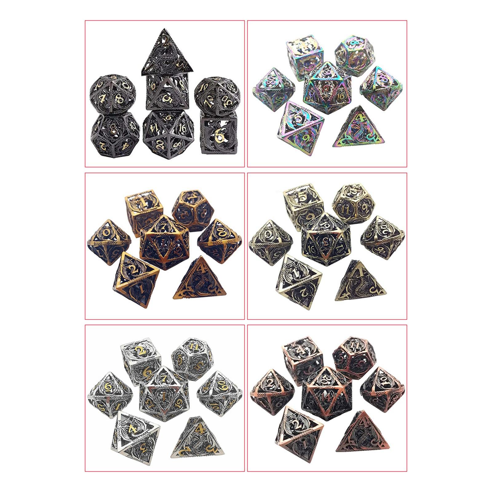 Harilla Ensemble de Dés En Métal de Cuivre Ancien Rol Polyèdre Dragon Diction Jeu