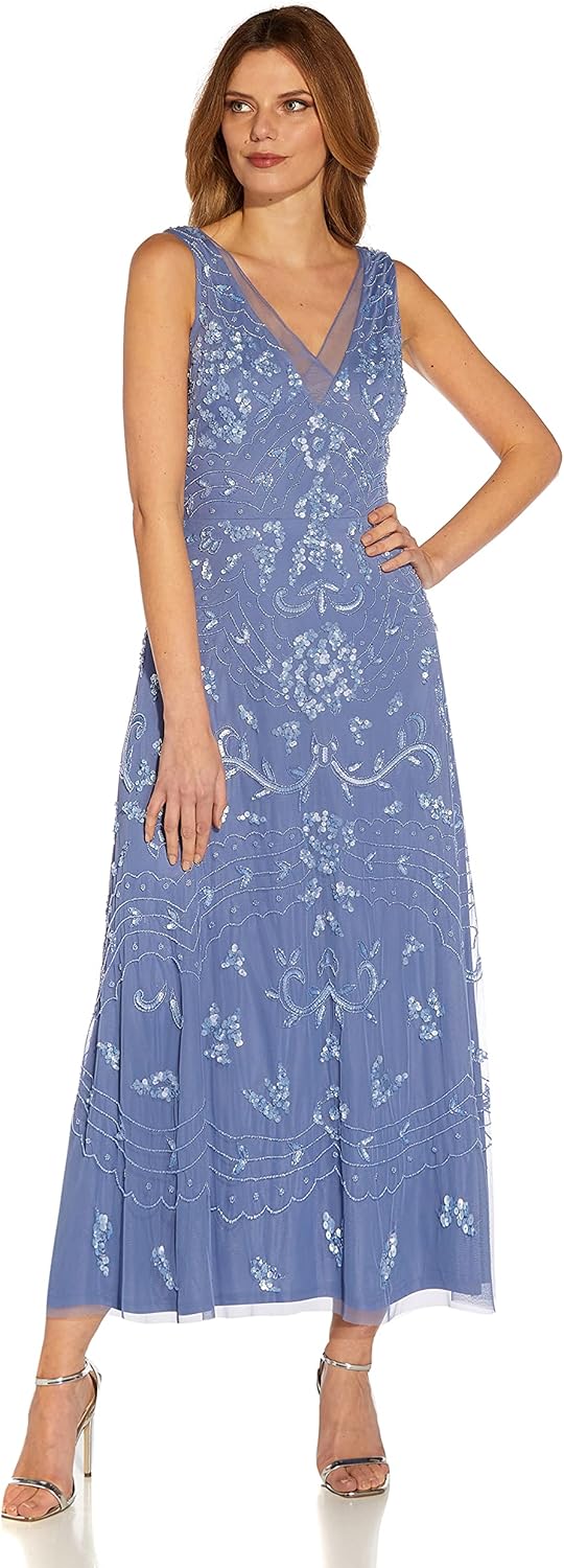 Adrianna Papell Womens Beaded Ankle Length Dress - Image 3