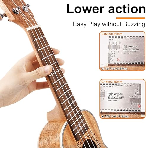 Miniatura 7 de Ukelele de caoba soprano de 21 pulgadas, ukelele acústico profesional de cuatro cuerdas de madera hawaiana Uke kit para principiantes para niños,