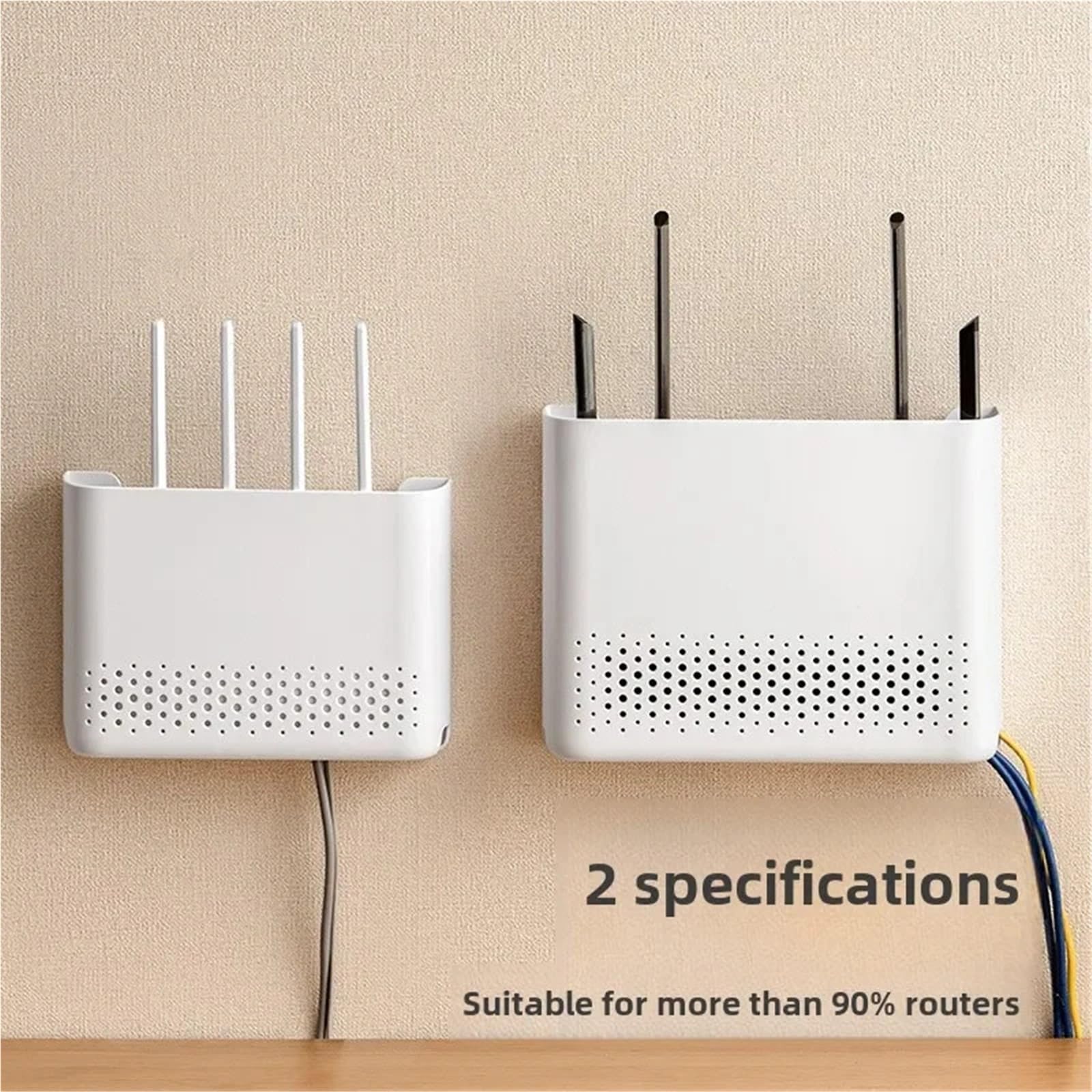 Router Schrank Aufbewahrungsbox for WLAN-Router ohne Bohren, Wandaufhängung for den WLAN-Halter und das Regal im Wohnzimmer(L)