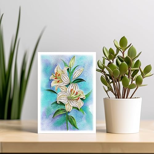 Miniatura 3 de Tarjeta de lirio blanco, tarjeta de felicitación para todas las ocasiones, para cumpleaños, condolencias, pensando en ti, recupérate pronto, tarjeta