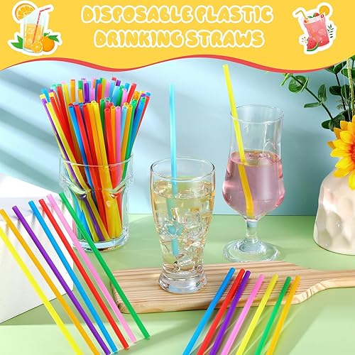 Miniatura 6 de Eaasty 3000 pajitas de plástico desechables coloridas a granel, 0.24 pulgadas de diámetro y 7.87 pulgadas de largo, pajitas de plástico desechables