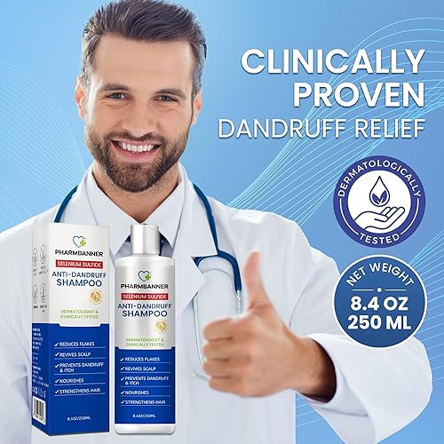Miniatura 3 de Champú anticaspa con sulfuro de selenio  Fórmula antifúngica medicada para dermatitis seborreica y foliculitis  Alivio del cuero cabelludo graso y