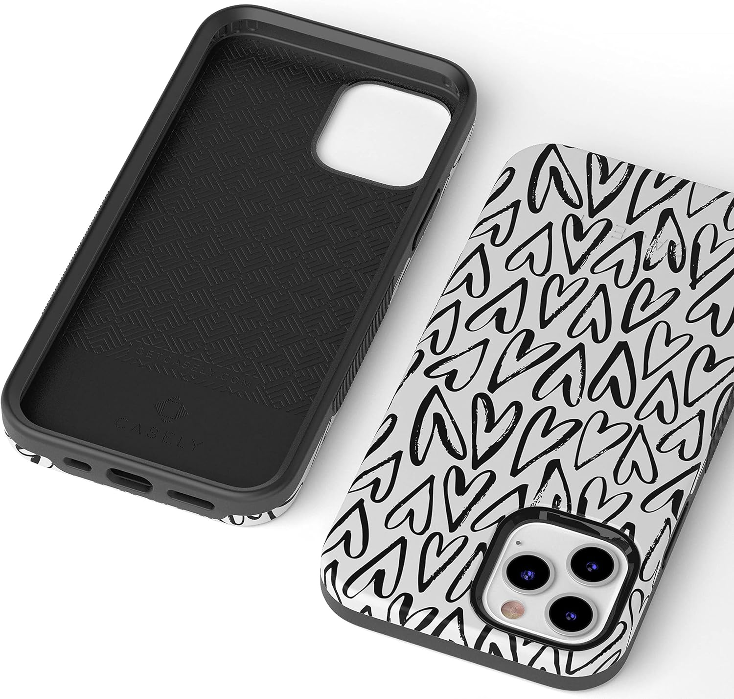 Casely iPhone 12/12 Pro Case | Heart Throb | Endless Hearts | Bold Protective Design | Compatible with MagSafe