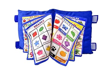 Kids Educational Velvet Learning Baby Pillow Cushion Soft Book Toys for Up to 1 Year Kids Boys and Girls (Blue)